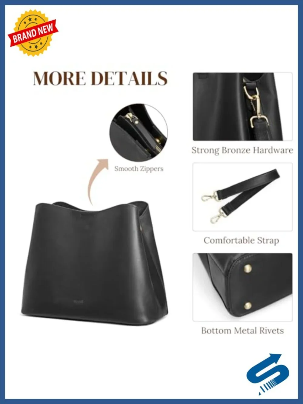 Top Grain Leather Crossbody Bag for Women, Medium Bucket Purse with 2 Straps